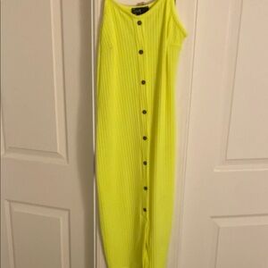 Lime Button-Down Maxi Dress